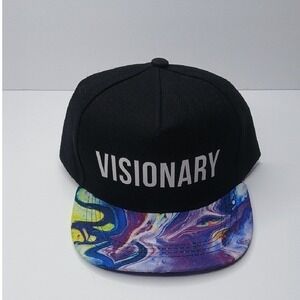 VISIONARY Black Snapback Hat with Multicolor Brim